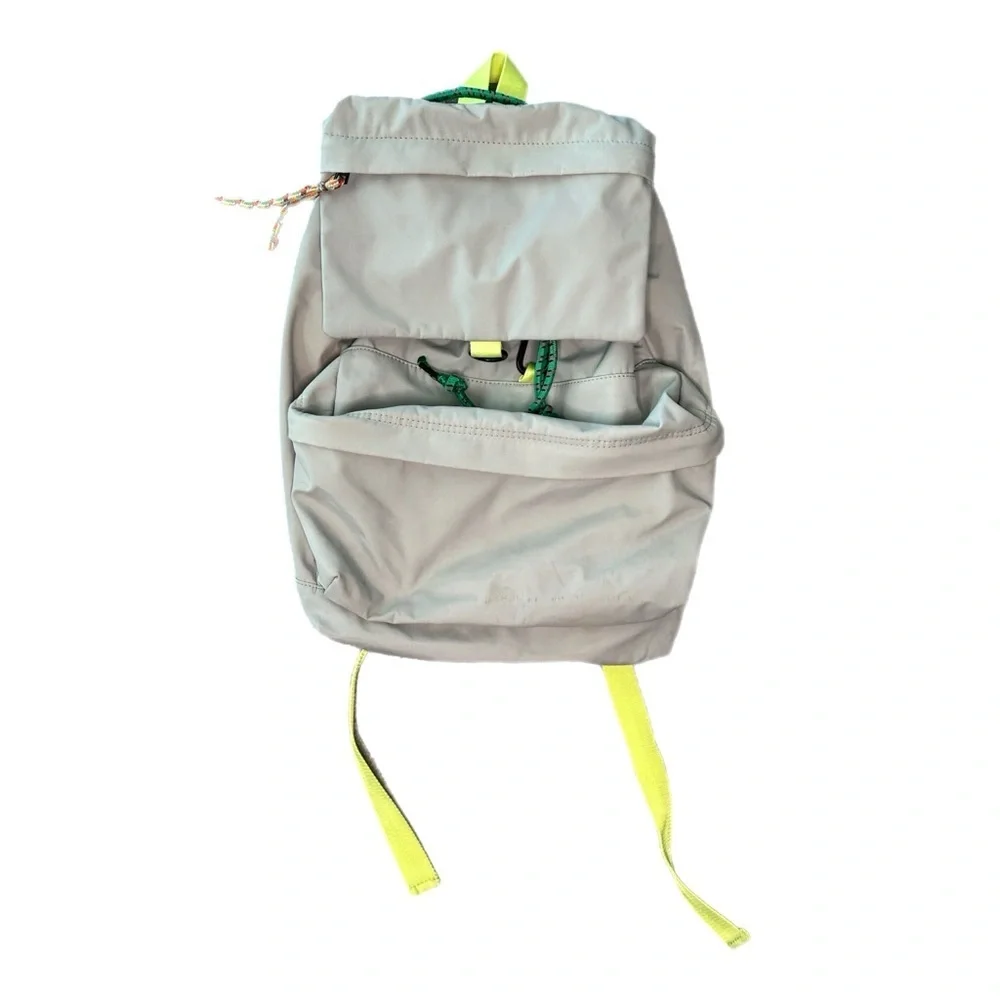 Urban Outfitters Light Gray Backpack with Neon Yellow Accents